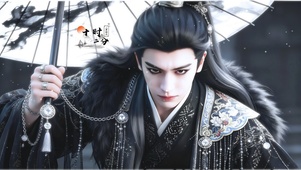 御风执伞黑衣古风帅哥