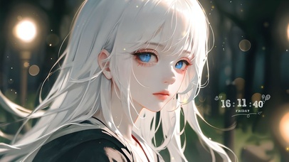 唯美夜晚灯光少女