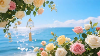 大海边的玫瑰花