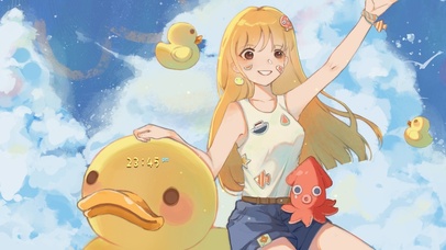 4K夏日小黄鸭可爱少女