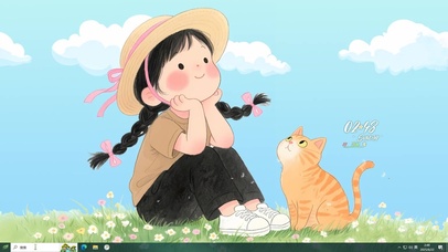 可爱少女和猫