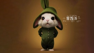 4K绿绿呆萌小兔子