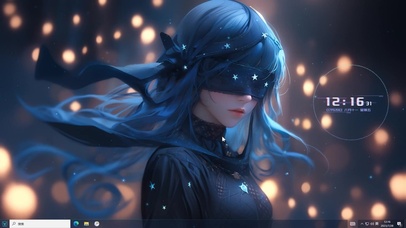 幽蓝星光蒙眼女孩