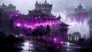 4k紫色云雾城堡