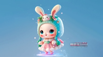 4K  开心跳舞的小兔兔