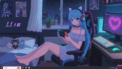 像素风电竞游戏少女主题