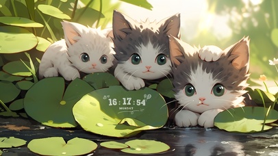 溪边玩耍的猫咪