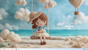 海边荡秋千女孩