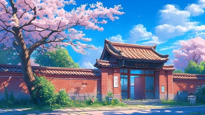 4K唯美中式樱花小院