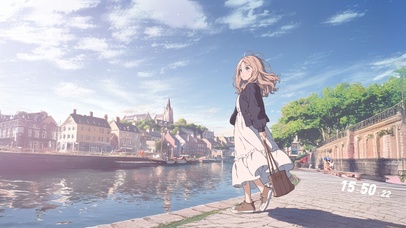 湖边少女