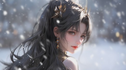 4K唯美雪天浪漫女孩