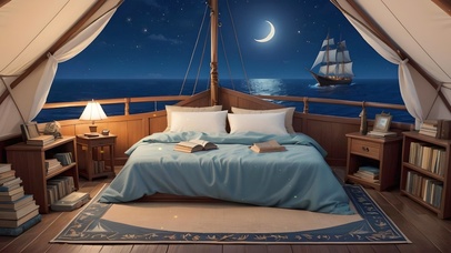 船舱卧室外的海景