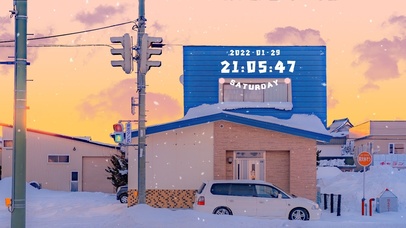 4K唯美治愈夕阳城市街道雪景