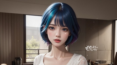 4K纯欲彩发少女