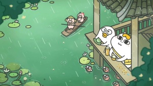 雨天庭院小刘鸭观雨
