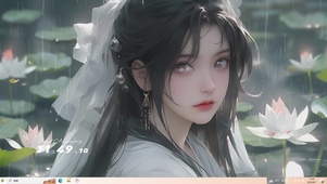 荷花雨下