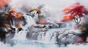 秋山瀑韵