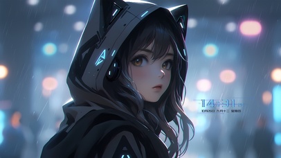 赛博雨夜电竞少女