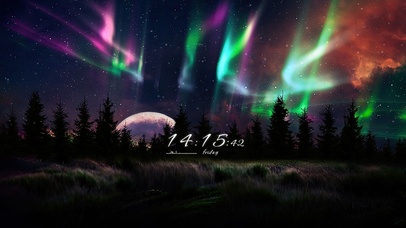 唯美树林北极光