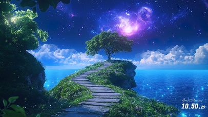 夜空海岸树