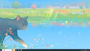 溪边小黑猫
