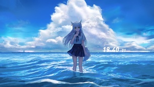 治愈海中女生插画
