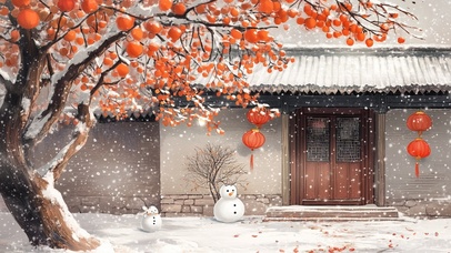 柿子雪人小屋
