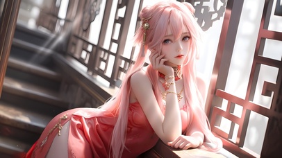 气质古风粉发少女