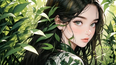小清新绿叶女孩