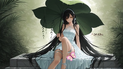 雨天躲雨的少女