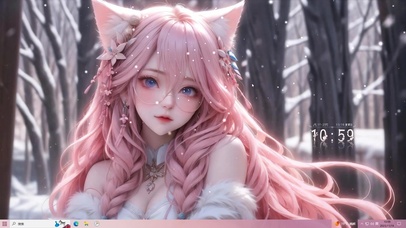 4k雪中精灵女孩