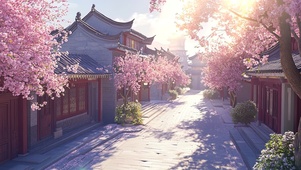 清透夏日午后的樱花古镇