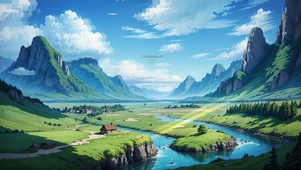 4K唯美治愈夏日高山河流