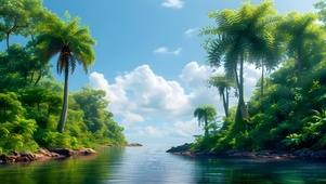 绿色大自然风水山水湖泊风景01