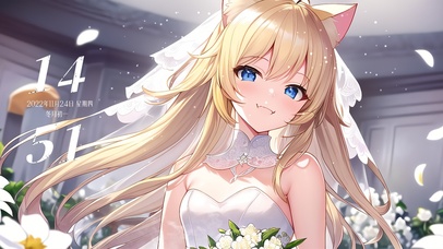 可爱婚纱猫咪女孩