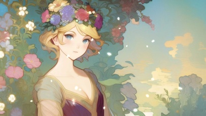 头戴花环的少女