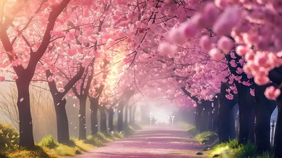 4k春天樱花小路