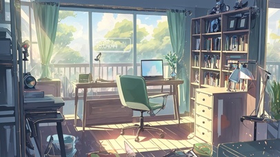 充满阳光的书房