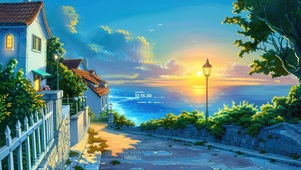 海的故乡落日