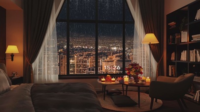 雨天的温馨舒适卧室