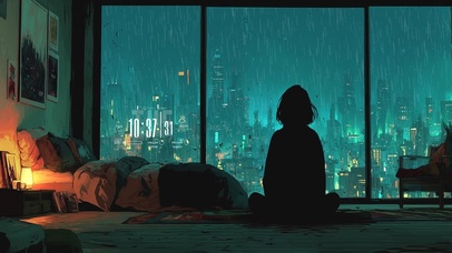 都市雨夜 窗边独思的静谧时光