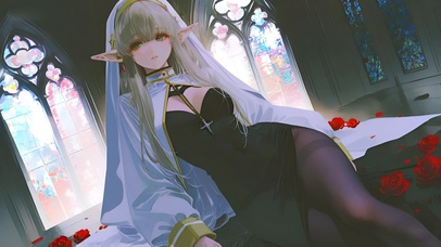 芙莉莲-黑丝修女制服美女