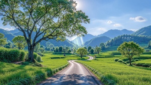 护眼村口的青树