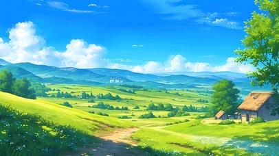 4K春天山坡美景