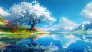湖畔梨花