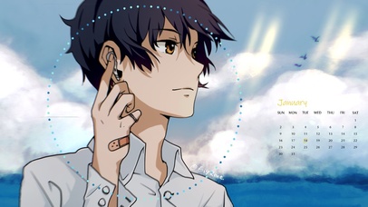 晴天听歌男孩日历音乐组件