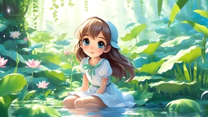 二次元大自然风景小清新女孩