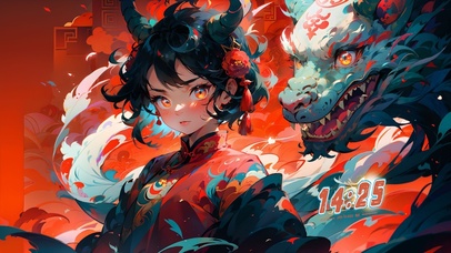 新春国潮龙女孩