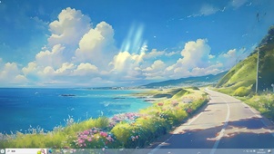 海边公路插画-桌面主题