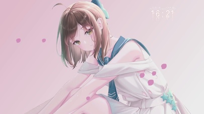 简约粉色背景 可爱校服少女